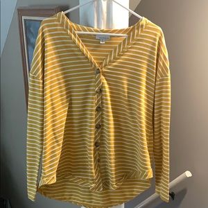 Mustard/White striped long sleeved top